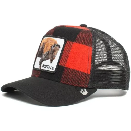 Gorra Animales GOORIN BROS the Buffalo ref-101 0394 ajustable y rejilla negra y roja búfalo