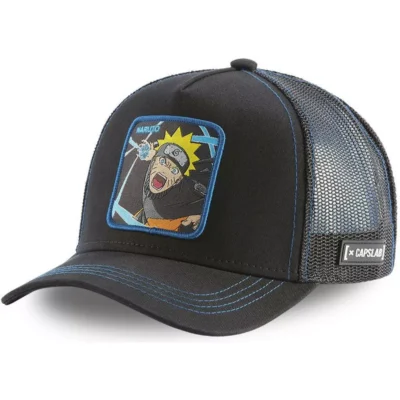 Gorra superheroes CAPSLAB NARUTO trucker negra Uzumaki Rasengan RAS2 Black -negra y azul