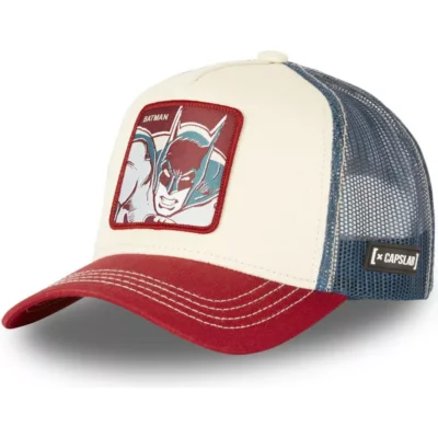 Gorra CAPSLAB rejilla y ajustable Trucker BATMAN DC5 VIN2 DC Comics beige, azul marino y roja