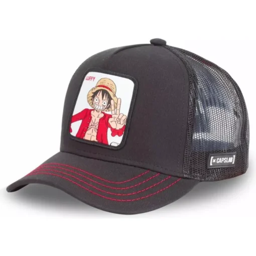 Gorra CAPSLAB rejilla y ajustable trucker Monkey D. Luffy LUF2 One Piece color negro