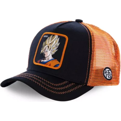 Gorra superheroes CAPSLAB Goku Dragon Ball negra y naranja