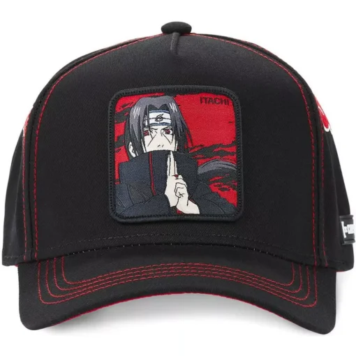 Gorra curva CAPSLAB rejilla y ajustable Trucker Itachi Uchiha AKA2 Naruto color negro y rojo