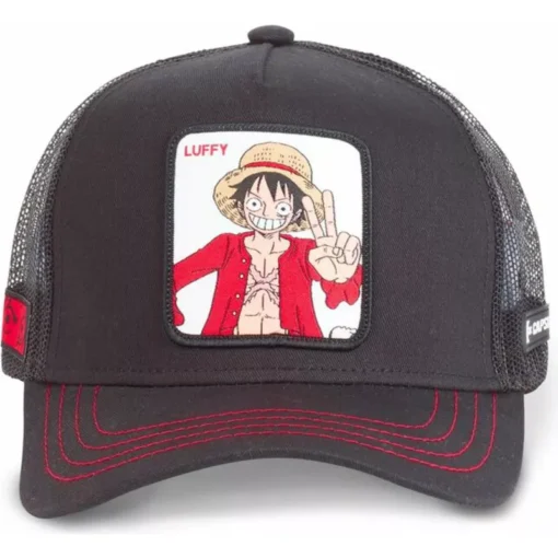 Gorra CAPSLAB rejilla y ajustable trucker Monkey D. Luffy LUF2 One Piece color negro