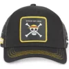 Gorra curva CAPSLAB rejilla y ajustable Trucker Straw Hat Pirates ONE1 One Piece color negro calabera