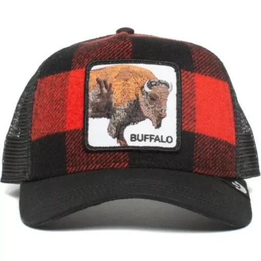 Gorra Animales GOORIN BROS the Buffalo ref-101 0394 ajustable y rejilla negra y roja búfalo