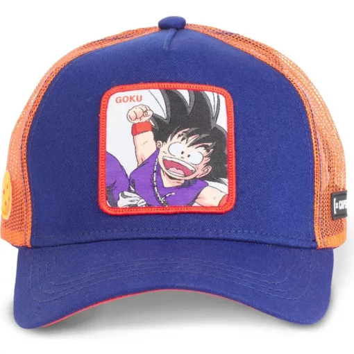 Gorra superheroes CAPSLAB Goku niño trucker algodón y ajustable DRAGONBALL azul marino y naranja