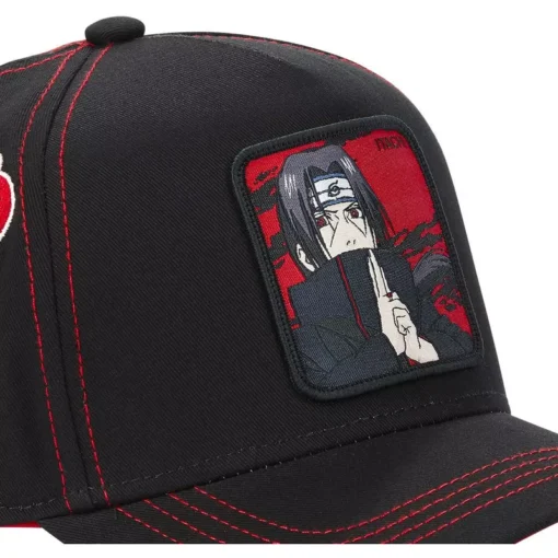 Gorra curva CAPSLAB rejilla y ajustable Trucker Itachi Uchiha AKA2 Naruto color negro y rojo