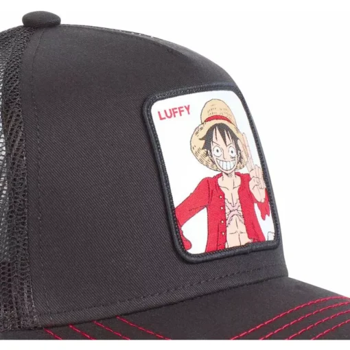 Gorra CAPSLAB rejilla y ajustable trucker Monkey D. Luffy LUF2 One Piece color negro