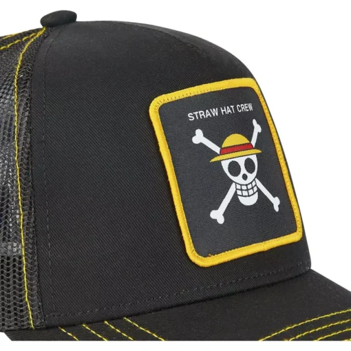 Gorra curva CAPSLAB rejilla y ajustable Trucker Straw Hat Pirates ONE1 One Piece color negro calabera
