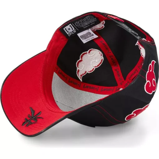 Gorra curva CAPSLAB rejilla y ajustable Trucker Itachi Uchiha AKA2 Naruto color negro y rojo