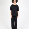 Camiseta de punto jacquard de algodón de manga corta vegano WEMOTO Ref-242.214-451 PAIGE -blue