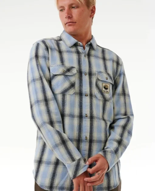 Camisa RIP CURL de Manga Larga franela Hombre SWC FLANNEL SHIRT ref-03VMSH cuadros azules