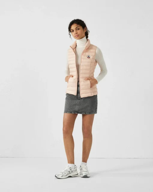 Chaleco sin mangas Jott de plumas pato Mujer SEDA BASIC PS22WDOW04 40U PEACH SKIN Color rosa melocotón
