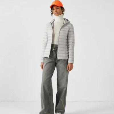 Chaqueta con capucha Jott de plumas pato Mujer 50F Ice Grey CLOE PF22WDOW01 BASIC Justoverthetop gris claro