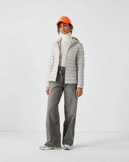 Chaqueta con capucha Jott de plumas pato Mujer 50F Ice Grey CLOE PF22WDOW01 BASIC Justoverthetop gris claro