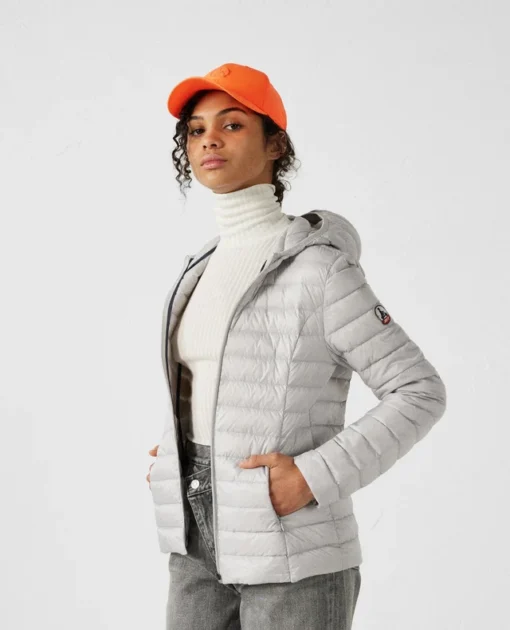 Chaqueta con capucha Jott de plumas pato Mujer 50F Ice Grey CLOE PF22WDOW01 BASIC Justoverthetop gris claro