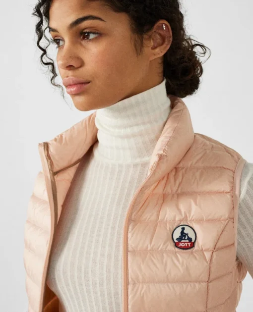 Chaleco sin mangas Jott de plumas pato Mujer SEDA BASIC PS22WDOW04 40U PEACH SKIN Color rosa melocotón