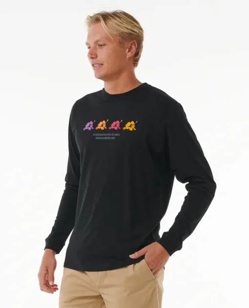 Camiseta Hombre RIP CURL manga larga SURF REVIVAL HOFFMAN ref-0K2MTE black-negro