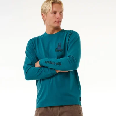 Camiseta Hombre RIP CURL manga larga SURF REVIVAL HOFFMAN ref-0K2MTE Azul petróleo