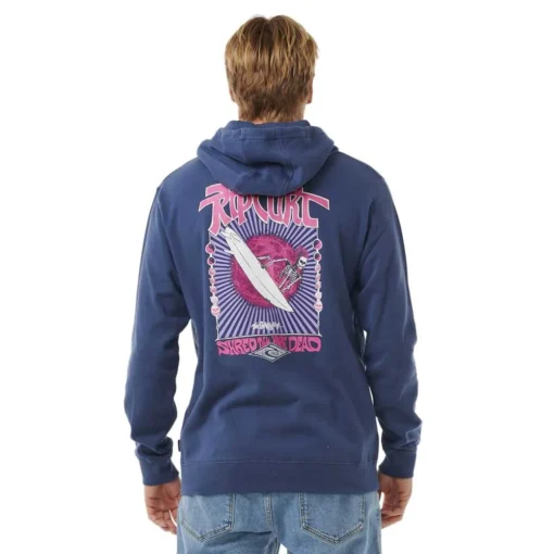 Sudadera de hombre RIP CURL con capucha y cremallera SHRED TILL DEAD ZIP HOOD ref-05YMFL azul marino