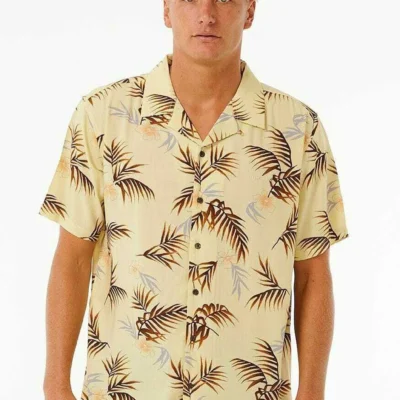 Camisa RIP CURL de Manga corta SURF REVIVAL FLORAL Ref. 031MSH vintage yellow -amarillo estampado