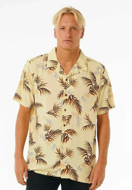Camisa RIP CURL de Manga corta SURF REVIVAL FLORAL Ref. 031MSH vintage yellow -amarillo estampado
