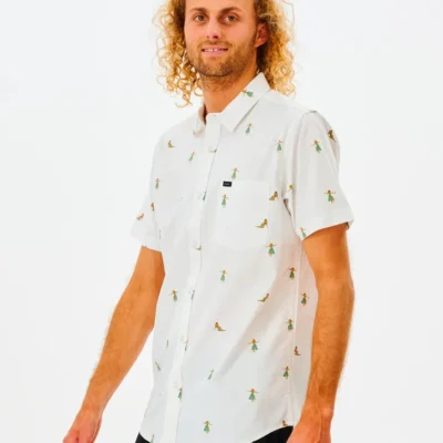 Camisa de Manga Corta Hombre RIP CURL HULA BREACH S/S SHIRT -Ref 01PMSH Blanca-HAWAIANA