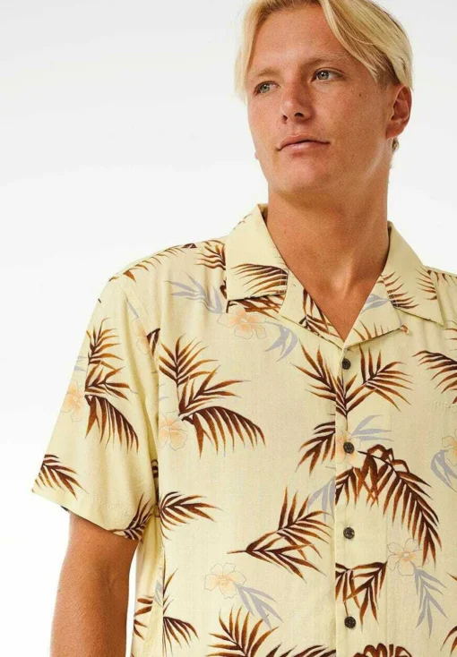 Camisa RIP CURL de Manga corta SURF REVIVAL FLORAL Ref. 031MSH vintage yellow -amarillo estampado