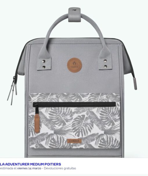 MOCHILA -BOLSO CABAIA POITIERS ref-CAB766AUCV -TWO POCKETS GREY-gris