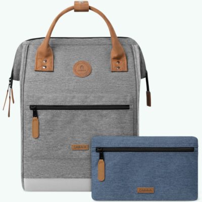 MOCHILA -BOLSO CABAIA NEW YORK ref-BAGS21adventurer TWO POCKETS GREY MELANGED-gris claro
