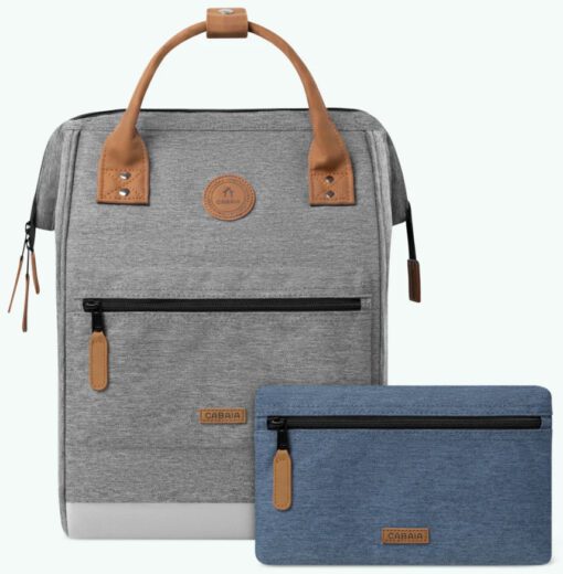 MOCHILA -BOLSO CABAIA NEW YORK ref-BAGS21adventurer TWO POCKETS GREY MELANGED-gris claro