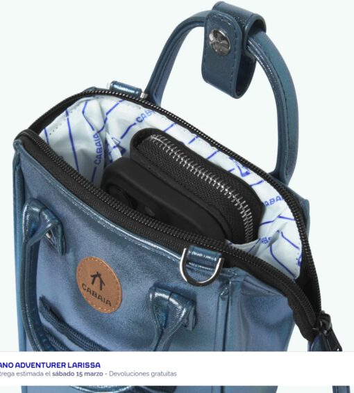 BOLSO CABAIA BANDOLERA MINI LARISSA ref-CAB723AZZD-ONE POCKETS NAVY IRIDESCENT-azul brillante