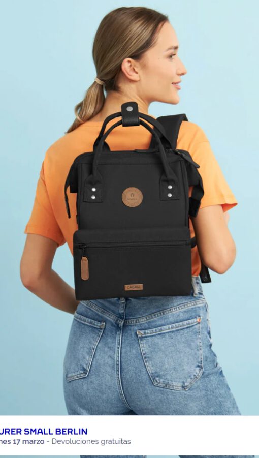 MOCHILA -BOLSO CABAIA BERLIN ref-BAGS21 ADVENTURER TWO POCKETS BLACK-Negro