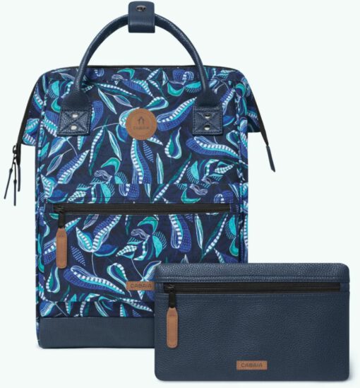 MOCHILA -BOLSO CABAIA FONTAINEBLEAU ref-CAB276HAA TWO POCKETS MULTICO BLUE-estampada colores