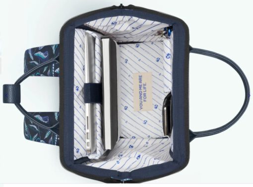 MOCHILA -BOLSO CABAIA FONTAINEBLEAU ref-CAB276HAA TWO POCKETS MULTICO BLUE-estampada colores