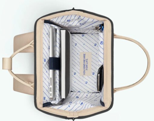 MOCHILA -BOLSO CABAIA ARCACHON ref-CAB637HCPQ-TWO POQUETS Tonos beige
