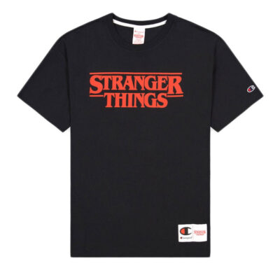 Camiseta CHAMPION STRANGER THINGS hombre manga corta ref-217791 cha kk001 NBK-negro y rojo