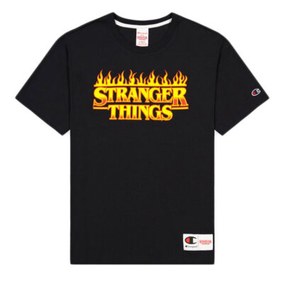 Camiseta CHAMPION STRANGER THINGS manga corta ref-217791 cha kk007 NBK-negro llamas