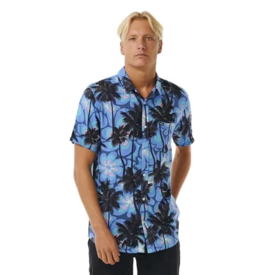 Camisa RIP CURL de Manga corta BARREL KILLA Ref. 030MSH Blue yonder- estampada de flores