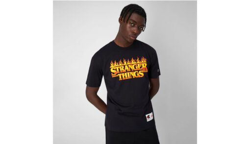 Camiseta CHAMPION STRANGER THINGS manga corta ref-217791 cha kk007 NBK-negro llamas