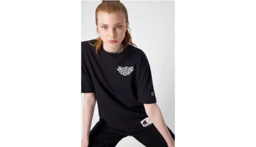 Camiseta CHAMPION STRANGER THINGS manga corta ref-217791 cha kk008 NBK-negro y blanco