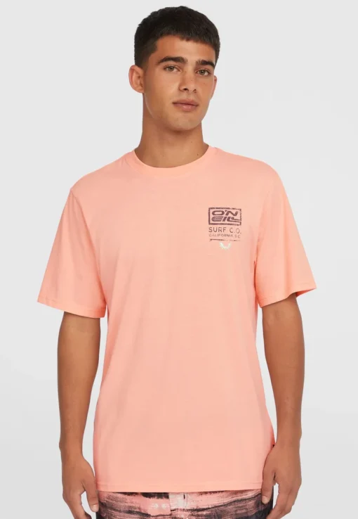 Camiseta O´NEILL manga corta RETRO GRAPHIC Ref-2850083 coral pop -rosa salmón