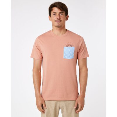 Camiseta Hombre RIP CURL manga corta INDA POCKET TEE REF-044MTE dusty rose-rosa salmón