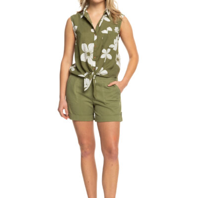 Camisa sin mangas para Mujer ROXY Tropical View - (gng7) Ref. ERJWT03570 verde con flores blancas